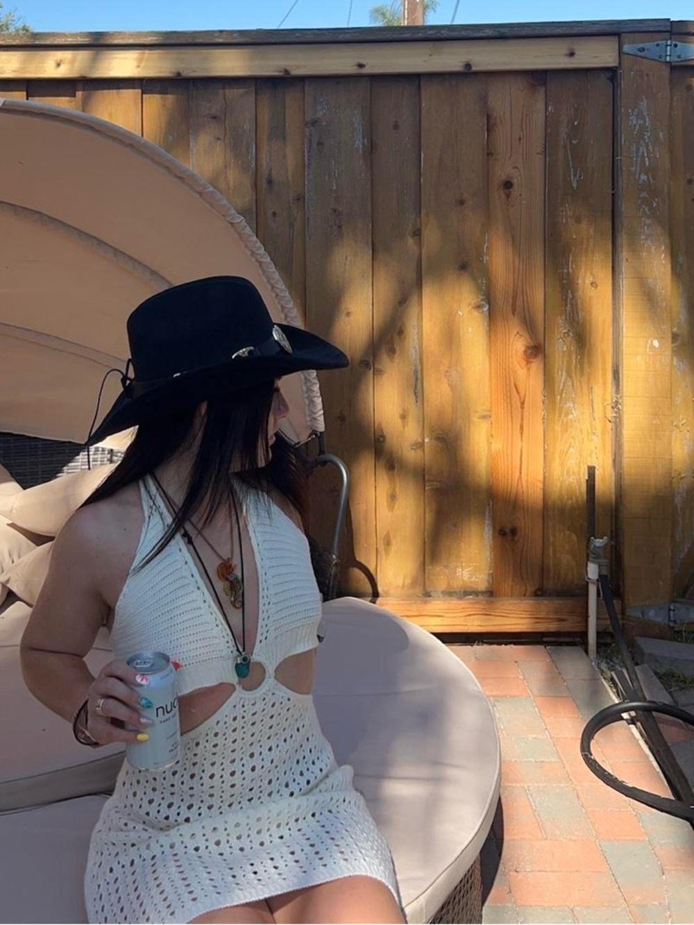 Cream Crochet Halter Top Open Knit Cutout Boho Beach Summer bikini coverup Y2K